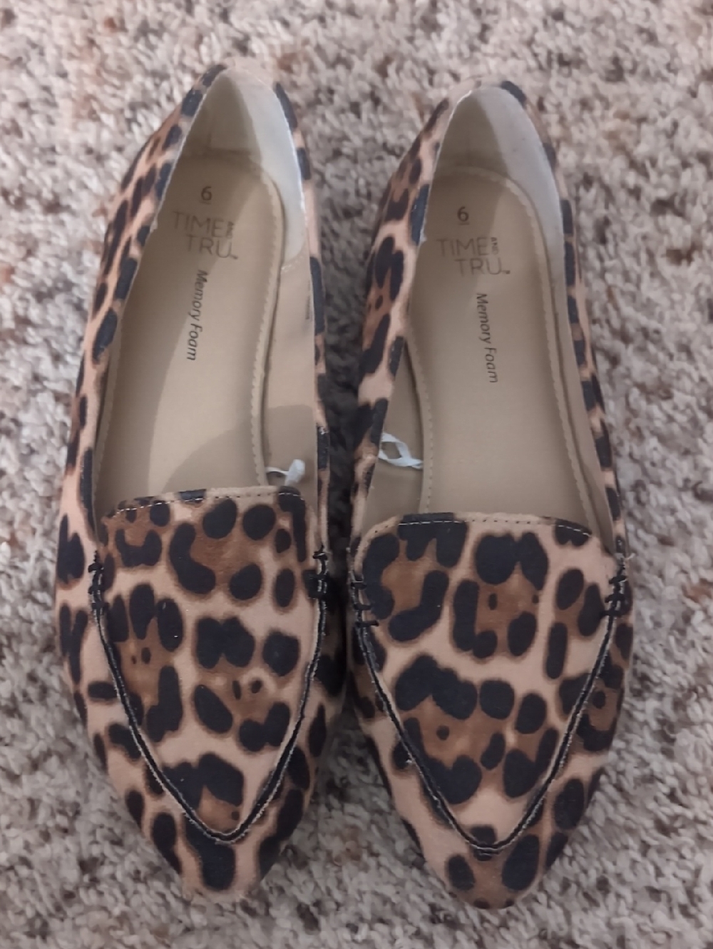 Time and Tru Leopard-Pattern Pointed Loafers in Brown and Black